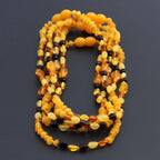 Baltic Amber Baby Teething Necklace Roundel Milky Orange Glossy Finish - Wholesale Lot of 10pcs - 32cm / 12.6in - CE139