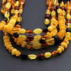 Baltic Amber Baby Teething Necklace Roundel Milky Orange Glossy Finish - Wholesale Lot of 10pcs - 32cm / 12.6in - CE139