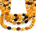 Baltic Amber Baby Teething Necklace Roundel Milky Orange Glossy Finish - Wholesale Lot of 10pcs - 32cm / 12.6in - CE139