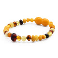 Baltic Amber Baby Teething Bracelet Baroque Multicolor Glossy Finish - Wholesale Lot of 10pcs - 14cm / 5.5in - BE193