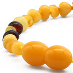 Baltic Amber Baby Teething Bracelet Baroque Multicolor Glossy Finish - Wholesale Lot of 10pcs - 14cm / 5.5in - BE193