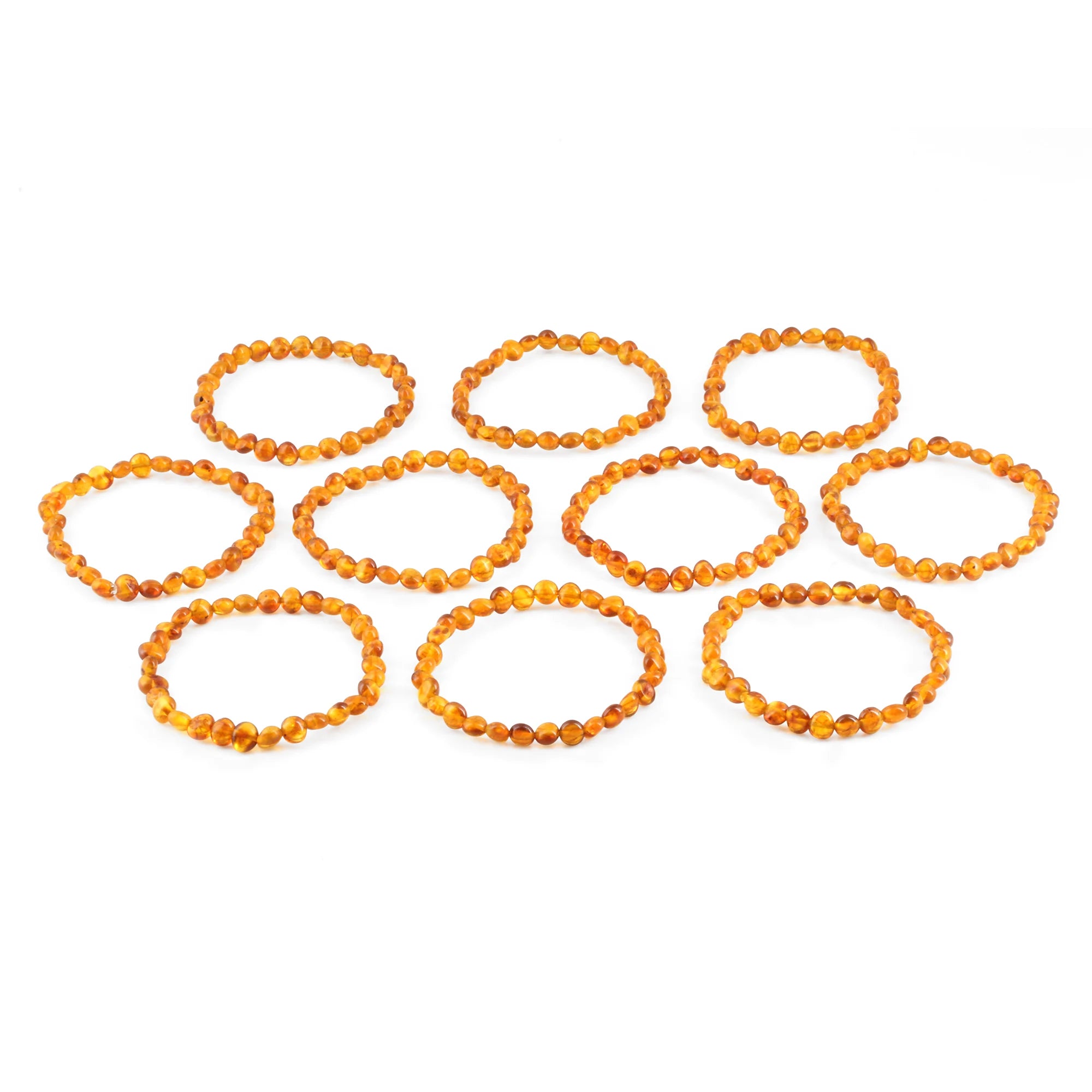 BALTIC AMBER ADULT BRACELETS LOT OF 10pcs - SIDE DRILL. XS64LC