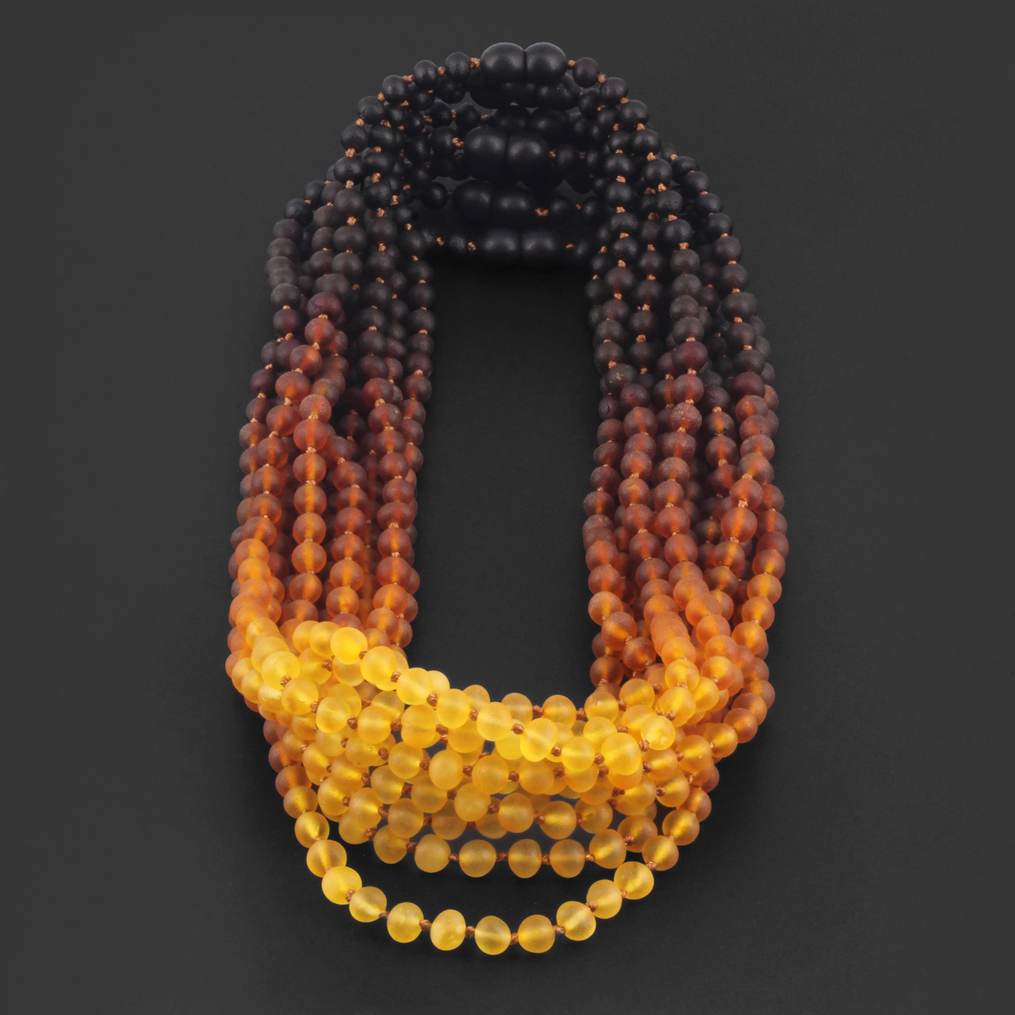 Baltic Amber Adult Necklace Baroque Rainbow Matte Finish – Wholesale Lot of 10pcs - 45cm / 17.7in – XB54R2M