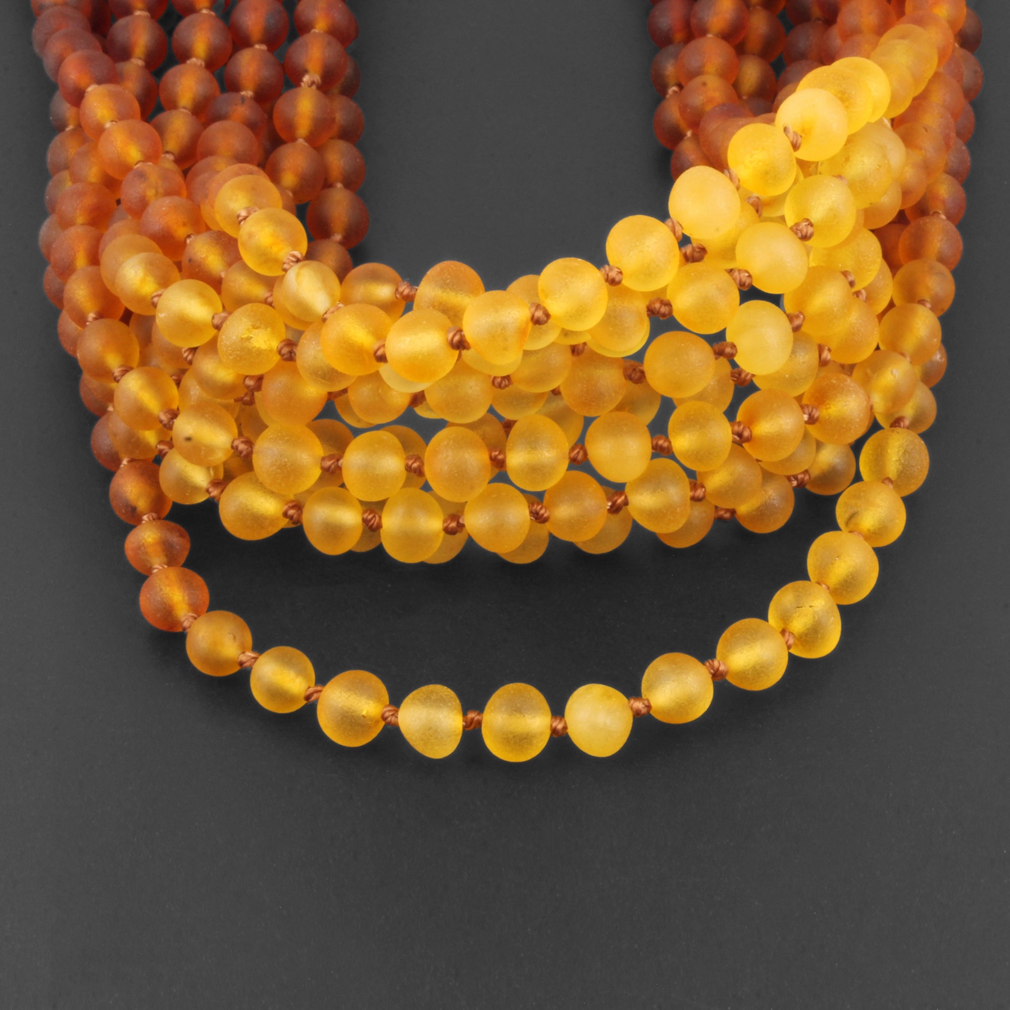 Baltic Amber Adult Necklace Baroque Rainbow Matte Finish – Wholesale Lot of 10pcs - 45cm / 17.7in – XB54R2M