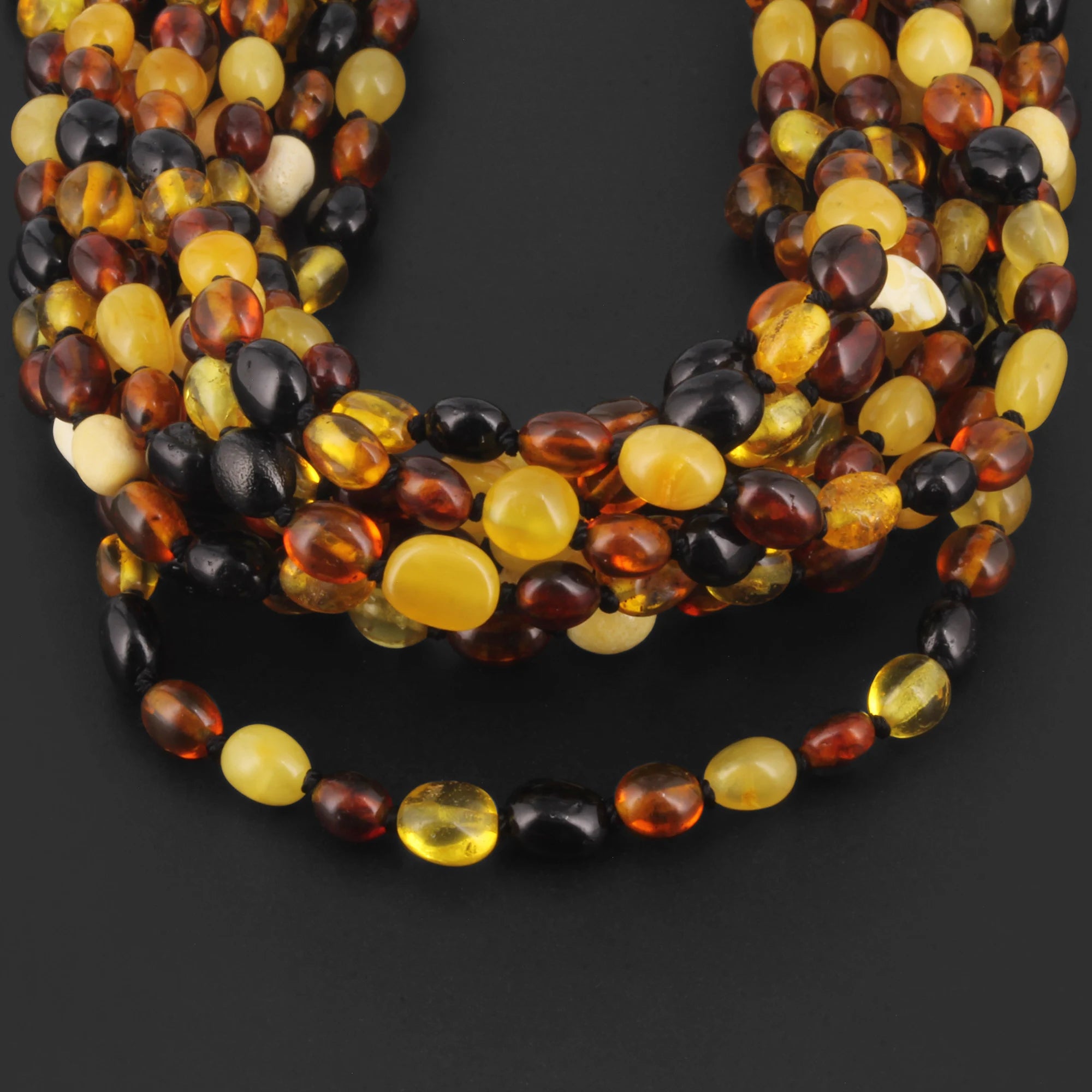 BALTIC AMBER ADULT NECKLACES LOT OF 10pcs - OLIVE. XO54M2