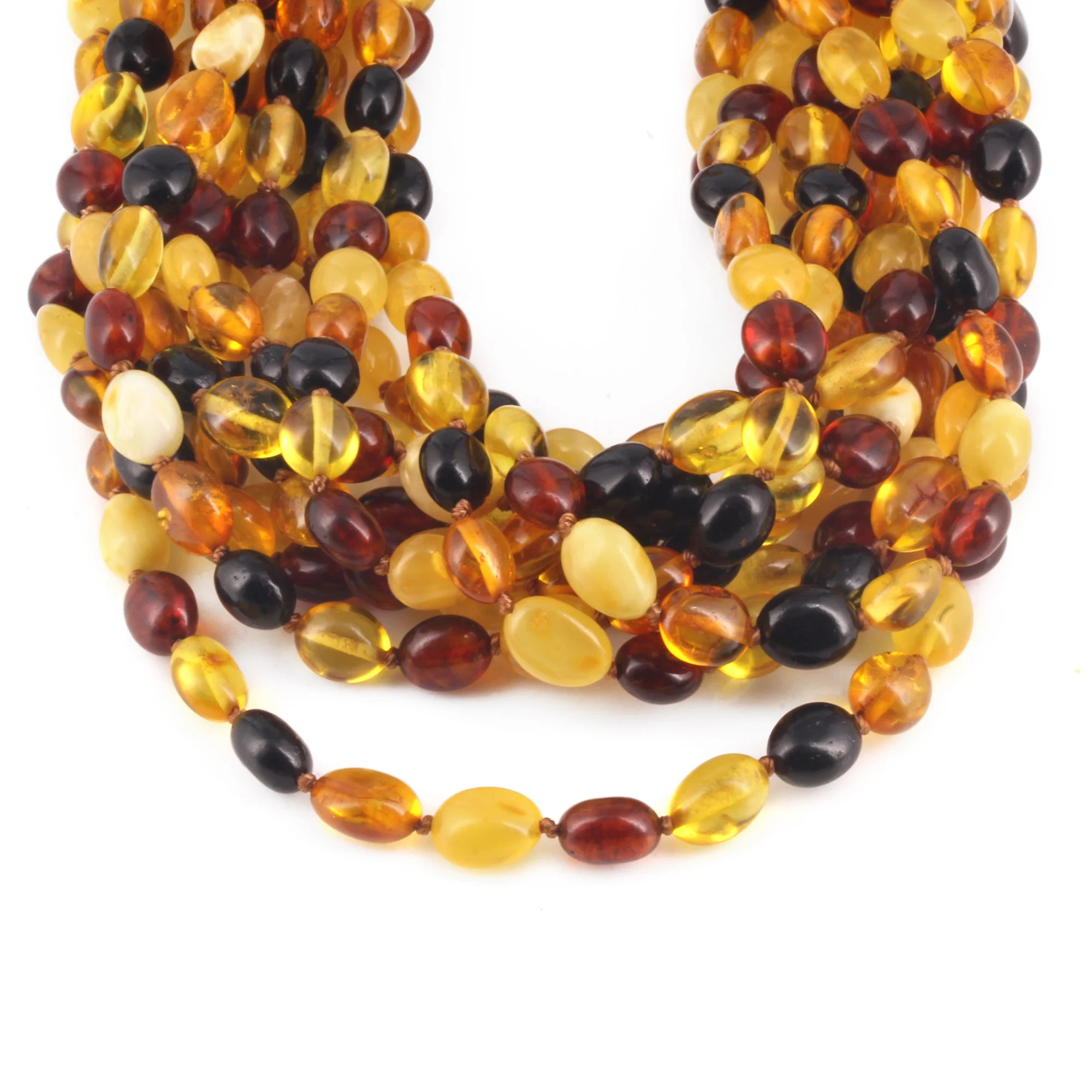 BALTIC AMBER ADULT NECKLACES LOT OF 10pcs - OLIVE. XO75M