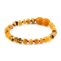 Baltic Amber Baby Teething Bracelet Baroque Milky Orange Glossy Finish - Wholesale Lot of 10pcs - 14cm / 5.5in - BE224