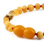 Baltic Amber Baby Teething Bracelet Baroque Milky Orange Glossy Finish - Wholesale Lot of 10pcs - 14cm / 5.5in - BE224