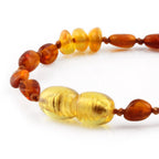 Baltic Amber Baby Teething Bracelet Olive Cognac Glossy Finish - Wholesale Lot of 10pcs - 14cm / 5.5in - CE88