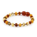 Baltic Amber Baby Teething Bracelet Baroque Multicolor Glossy Finish - Wholesale Lot of 10pcs - 14cm / 5.5in - LE523