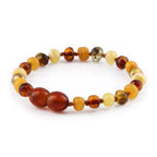 Baltic Amber Baby Teething Bracelet Baroque Multicolor Glossy Finish - Wholesale Lot of 10pcs - 14cm / 5.5in - LE523