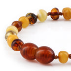 Baltic Amber Baby Teething Bracelet Baroque Multicolor Glossy Finish - Wholesale Lot of 10pcs - 14cm / 5.5in - LE523