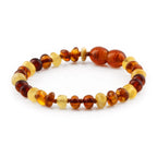 Baltic Amber Baby Teething Bracelet Baroque Multicolor Glossy Finish - Wholesale Lot of 10pcs - 14cm / 5.5in - LE532