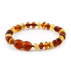 Baltic Amber Baby Teething Bracelet Baroque Multicolor Glossy Finish - Wholesale Lot of 10pcs - 14cm / 5.5in - LE532