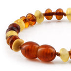 Baltic Amber Baby Teething Bracelet Baroque Multicolor Glossy Finish - Wholesale Lot of 10pcs - 14cm / 5.5in - LE532