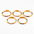 Baltic Amber Baby Teething Bracelet Baroque Milky Orange Glossy Finish - Wholesale Lot of 10pcs - 14cm / 5.5in - BE224