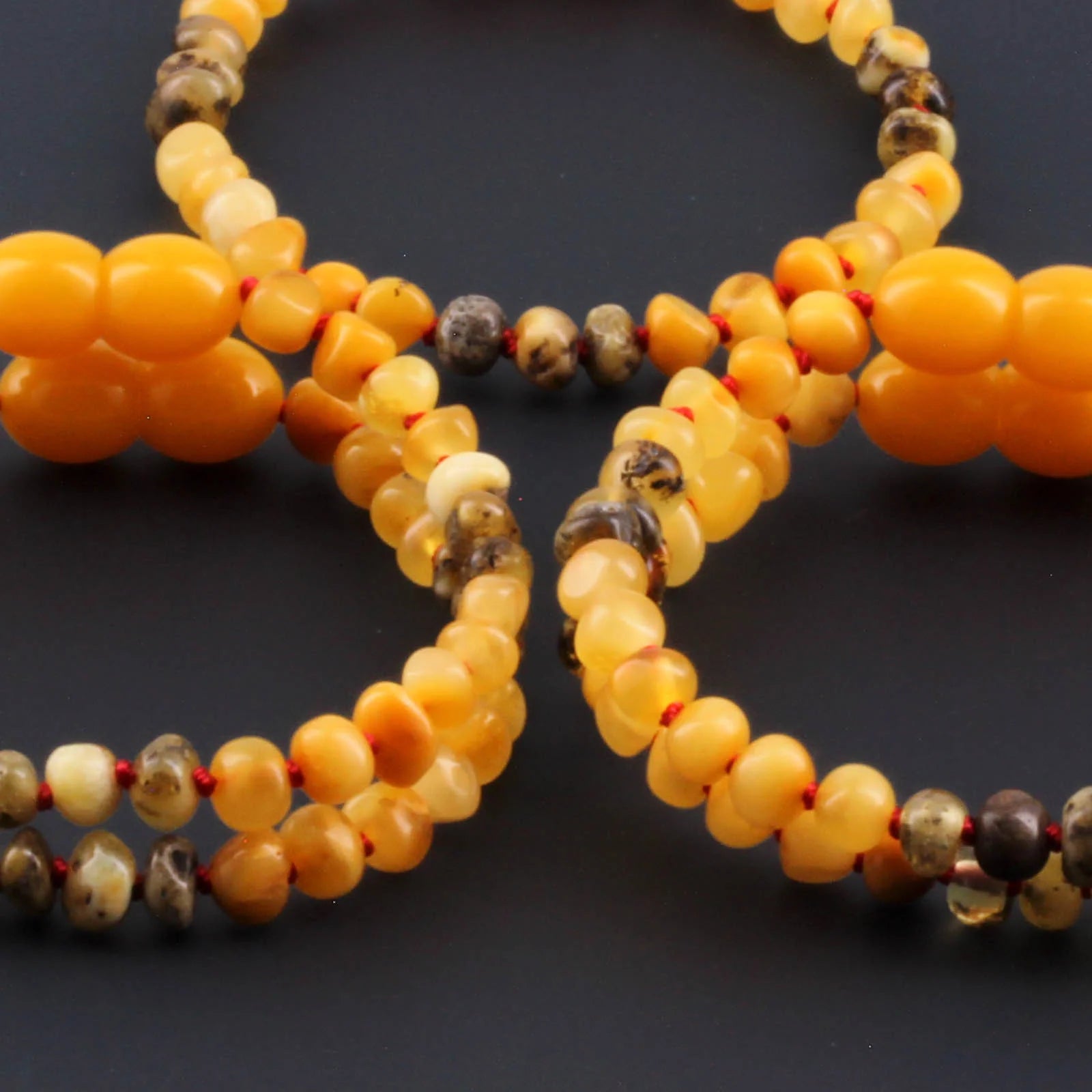 Baltic Amber Baby Teething Bracelet Baroque Milky Orange Glossy Finish - Wholesale Lot of 10pcs - 14cm / 5.5in - BE224