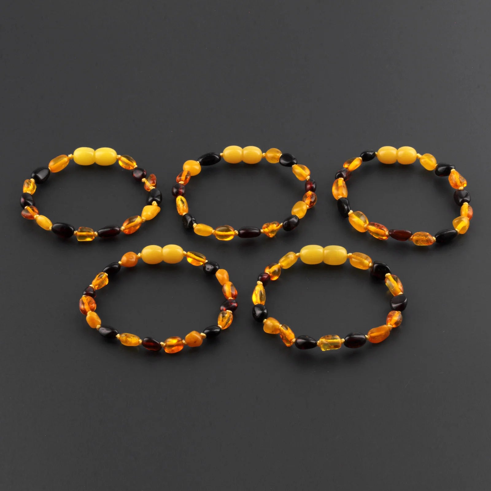 BALTIC AMBER BABY TEETHING BRACELETS LOT OF 10pcs - OLIVE. AS13