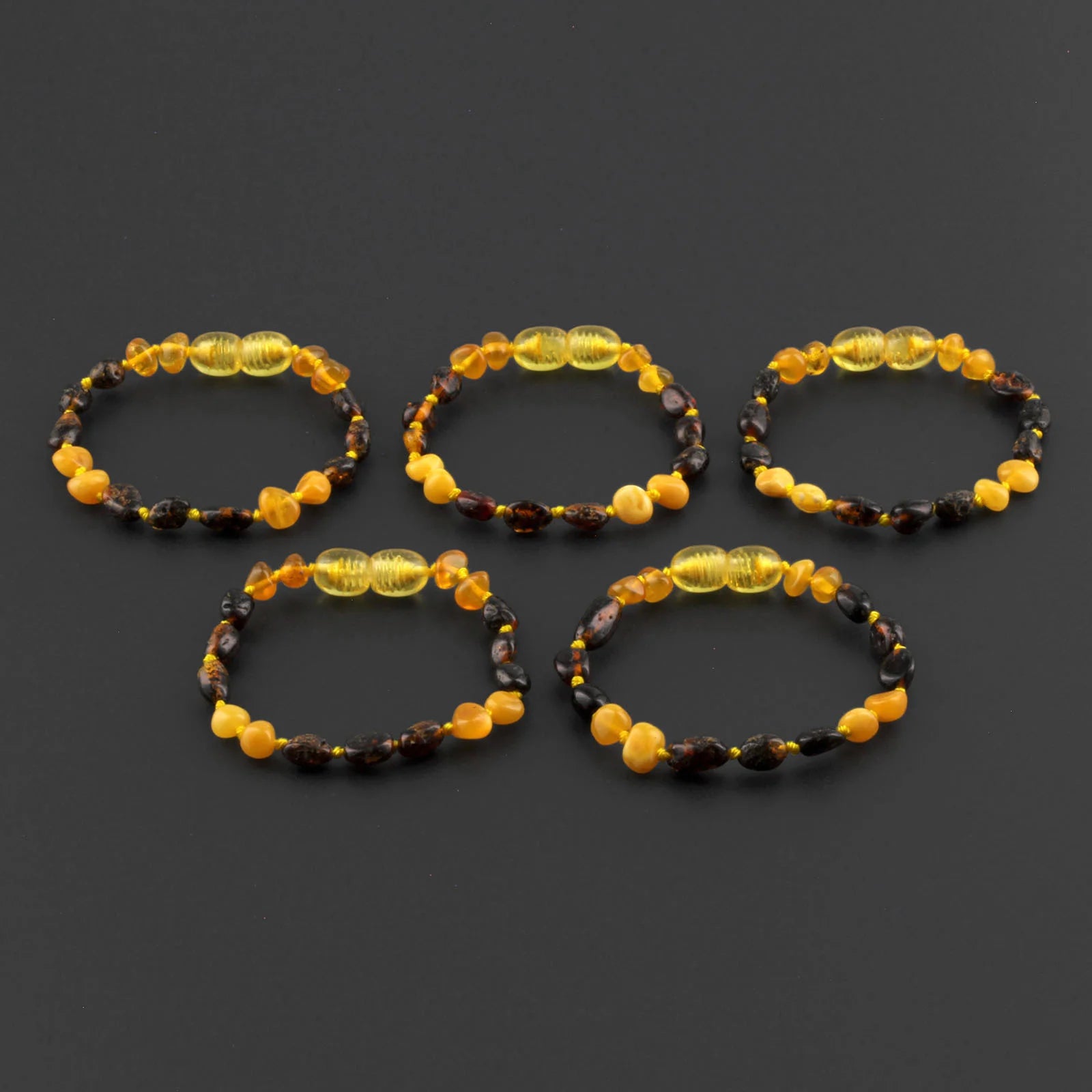 BALTIC AMBER BABY TEETHING BRACELETS LOT OF 10pcs - OLIVE. BE138