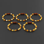 Baltic Amber Baby Teething Bracelet Baroque Multicolor Glossy Finish - Wholesale Lot of 10pcs - 14cm / 5.5in - LE523