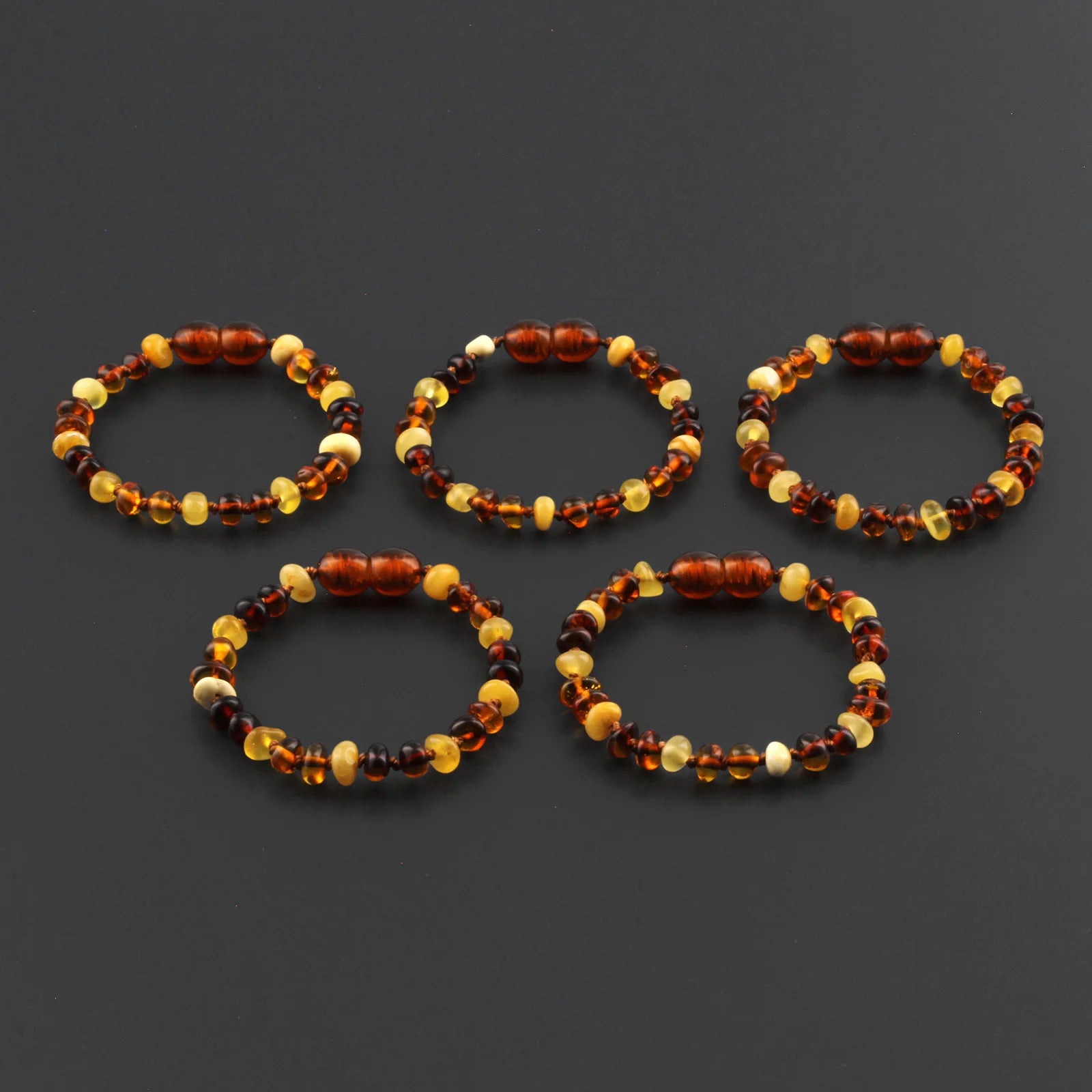 BALTIC AMBER BABY TEETHING BRACELETS LOT OF 10pcs - ROUNDEL. LE532
