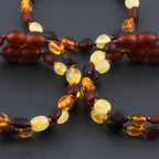Baltic Amber Baby Teething Bracelet Olive Multicolor Glossy Finish - Wholesale Lot of 10pcs - 14cm / 5.5in - BE240