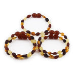 Baltic Amber Baby Teething Bracelet Olive Multicolor Glossy Finish - Wholesale Lot of 10pcs - 14cm / 5.5in - BE240