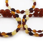 Baltic Amber Baby Teething Bracelet Olive Multicolor Glossy Finish - Wholesale Lot of 10pcs - 14cm / 5.5in - BE240