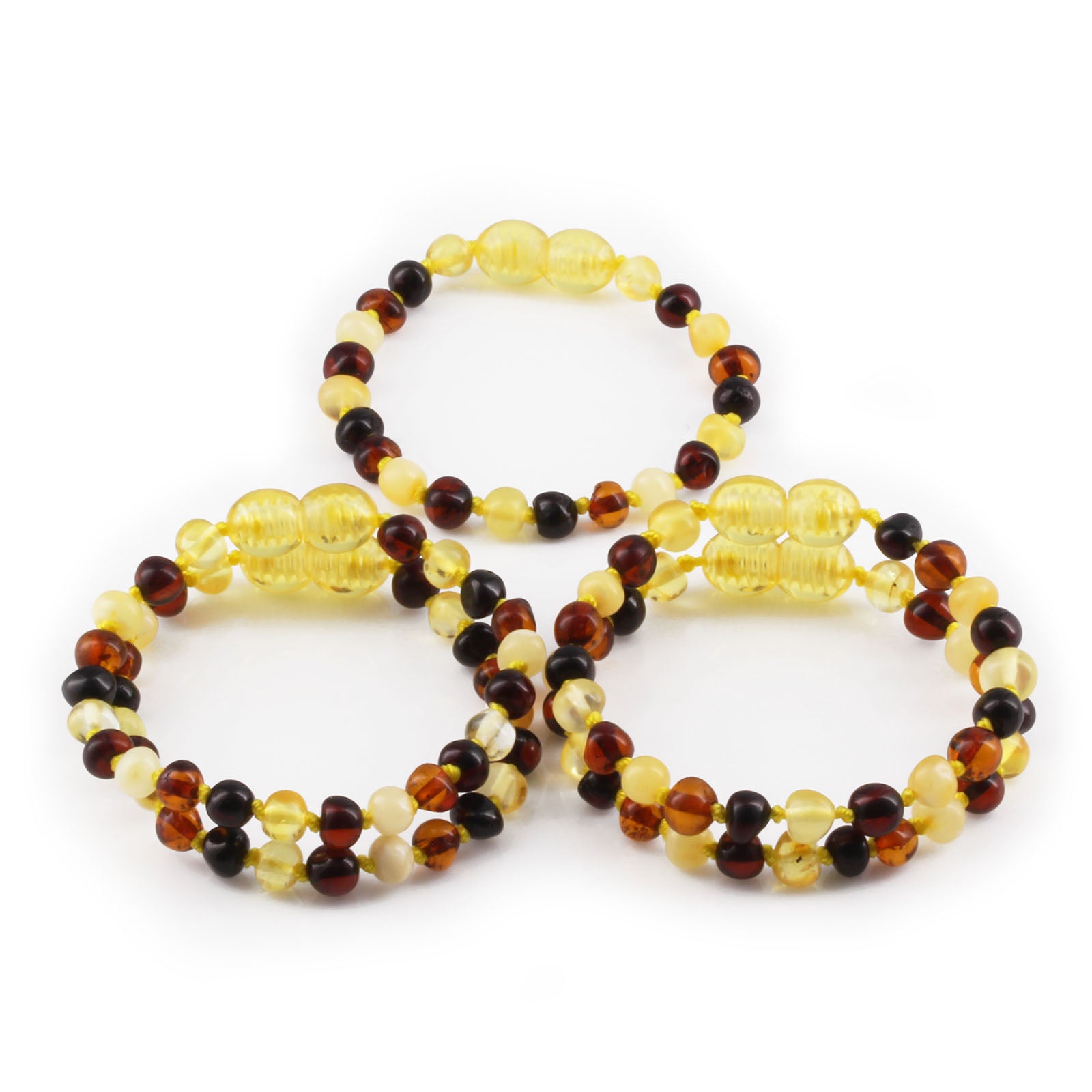 BALTIC AMBER BABY TEETHING BRACELETS LOT OF 10pcs - BAROQUE. XB54M1C