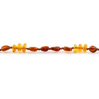 Baltic Amber Baby Teething Bracelet Olive Cognac Glossy Finish - Wholesale Lot of 10pcs - 14cm / 5.5in - CE88