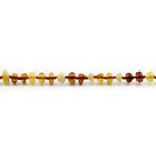 Baltic Amber Baby Teething Bracelet Baroque Multicolor Glossy Finish - Wholesale Lot of 10pcs - 14cm / 5.5in - LE532