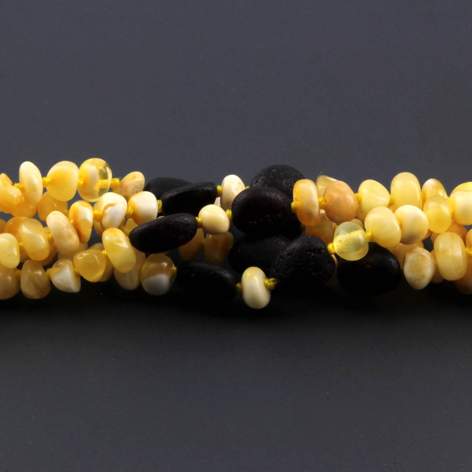 Baltic Amber Baby Teething Necklace Baroque Milky Yellow Glossy Finish - Wholesale Lot of 10pcs - 32cm / 12.6in - CE150