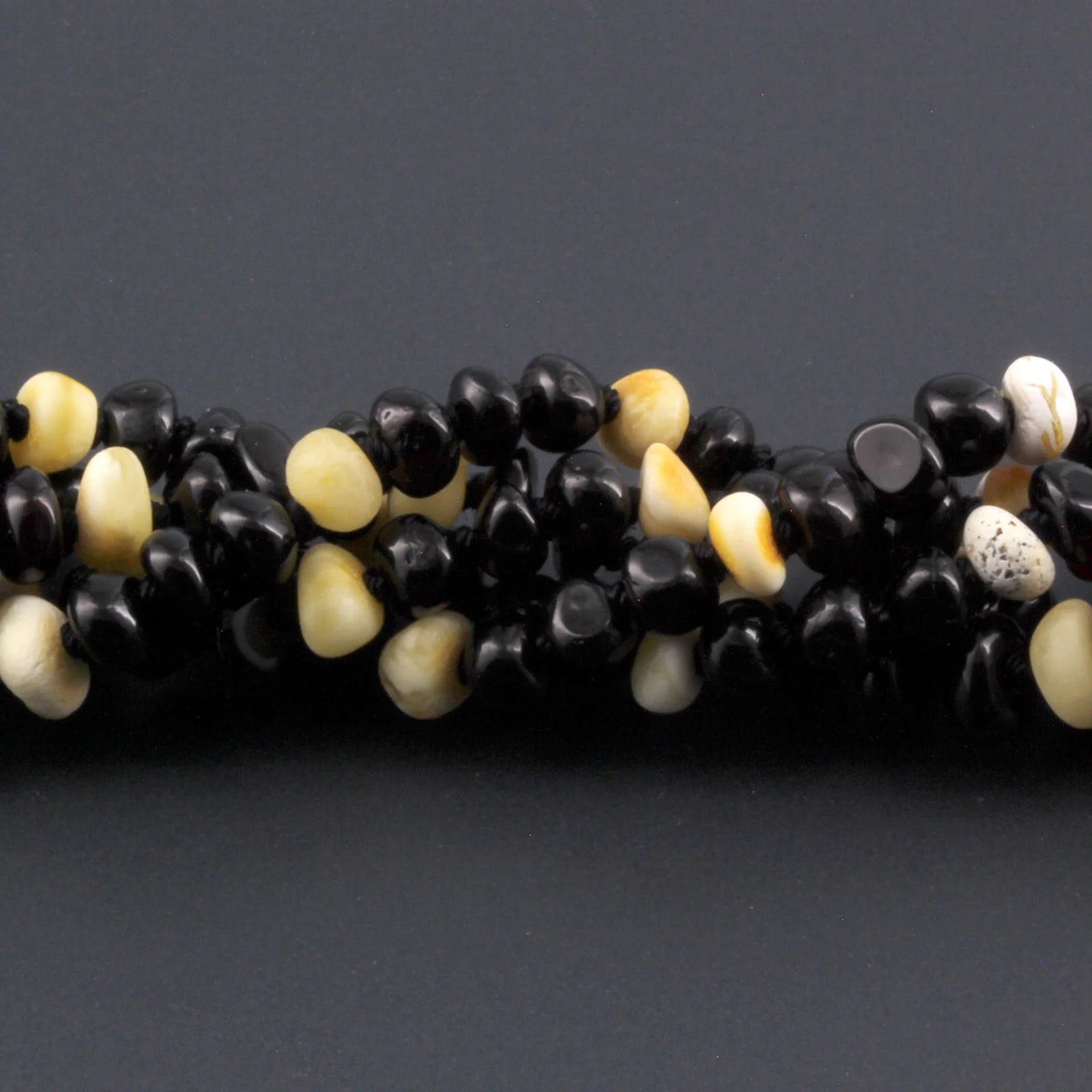 Baltic Amber Baby Teething Necklace Roundel Black Glossy Finish - Wholesale Lot of 10pcs - 32cm / 12.6in - CE167