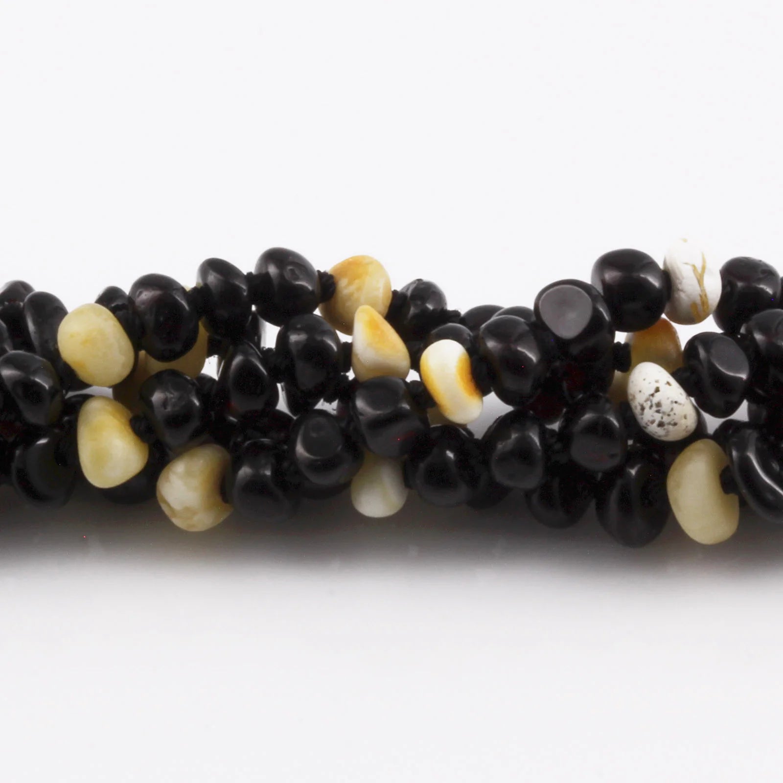 Baltic Amber Baby Teething Necklace Roundel Black Glossy Finish - Wholesale Lot of 10pcs - 32cm / 12.6in - CE167