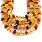 Baltic Amber Baby Teething Necklace Roundel Multicolor Glossy Finish - Wholesale Lot of 10pcs - 32cm / 12.6in - BE220