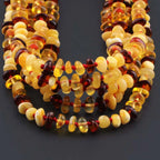 Baltic Amber Baby Teething Necklace Roundel Multicolor Glossy Finish - Wholesale Lot of 10pcs - 32cm / 12.6in - BE220