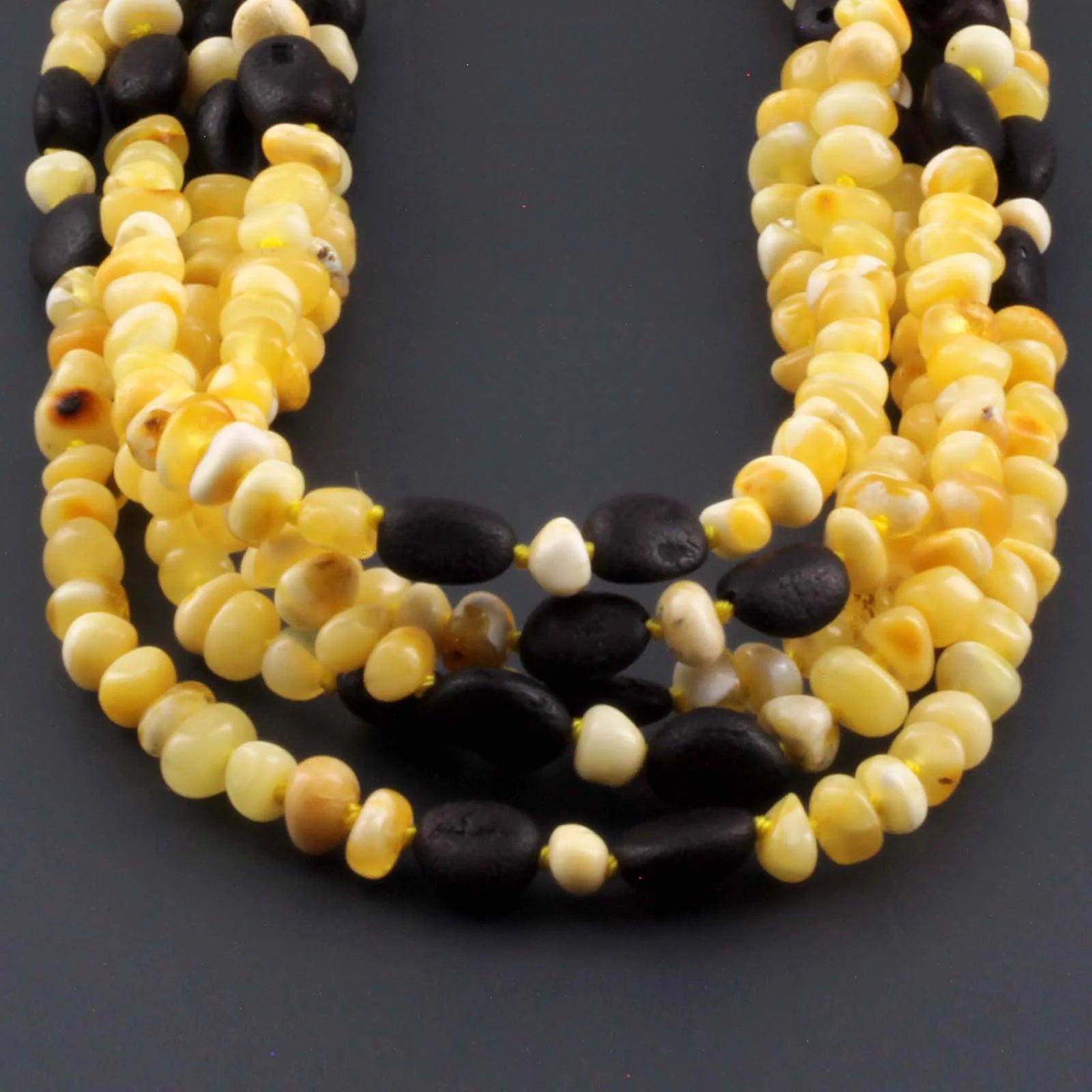 Baltic Amber Baby Teething Necklace Baroque Milky Yellow Glossy Finish - Wholesale Lot of 10pcs - 32cm / 12.6in - CE150