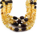Baltic Amber Baby Teething Necklace Baroque Milky Yellow Glossy Finish - Wholesale Lot of 10pcs - 32cm / 12.6in - CE150