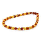 Baltic Amber Junior Necklace Roundel Multicolor Glossy Finish - Wholesale Lot of 10pcs - 38cm / 15in - CJN31