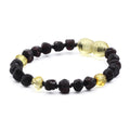 Baltic Amber Baby Teething Bracelet Baroque Black Rough Finish - Wholesale Lot of 10pcs - 14cm / 5.5in - BE189