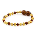 Baltic Amber Baby Teething Bracelet Baroque Multicolor Glossy Finish - Wholesale Lot of 10pcs - 14cm / 5.5in - BE198