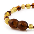 Baltic Amber Baby Teething Bracelet Baroque Multicolor Glossy Finish - Wholesale Lot of 10pcs - 14cm / 5.5in - BE198