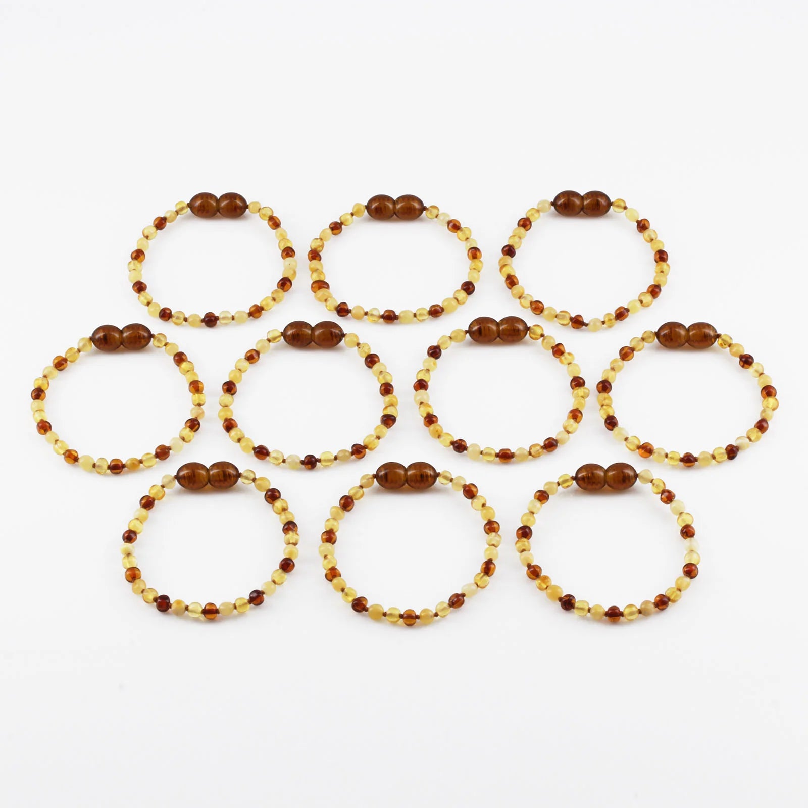 BALTIC AMBER BABY TEETHING BRACELETS LOT OF 10pcs - BAROQUE. BE198