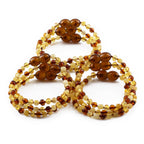 Baltic Amber Baby Teething Bracelet Baroque Multicolor Glossy Finish - Wholesale Lot of 10pcs - 14cm / 5.5in - BE198