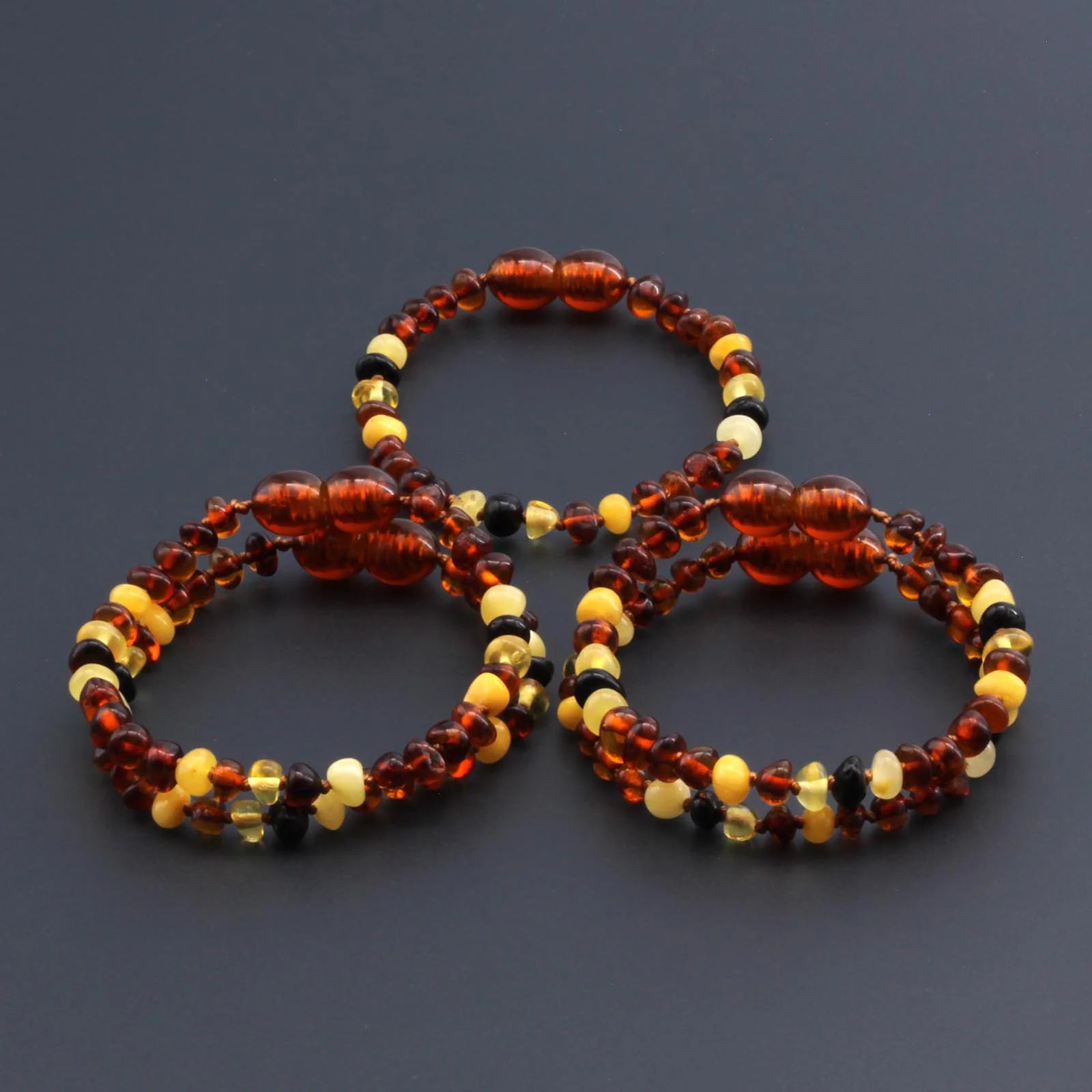 BALTIC AMBER BABY TEETHING BRACELETS LOT OF 10pcs - BAROQUE. LE392