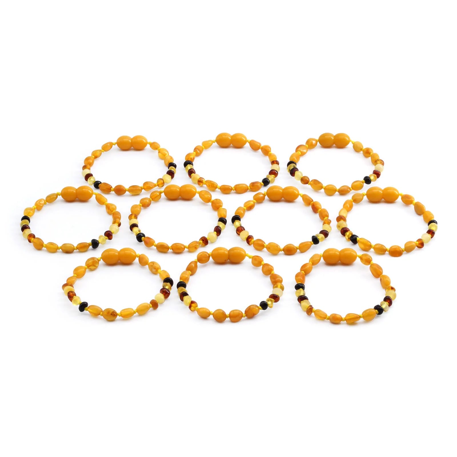 BALTIC AMBER BABY TEETHING BRACELETS LOT OF 10pcs - OLIVE. LE396