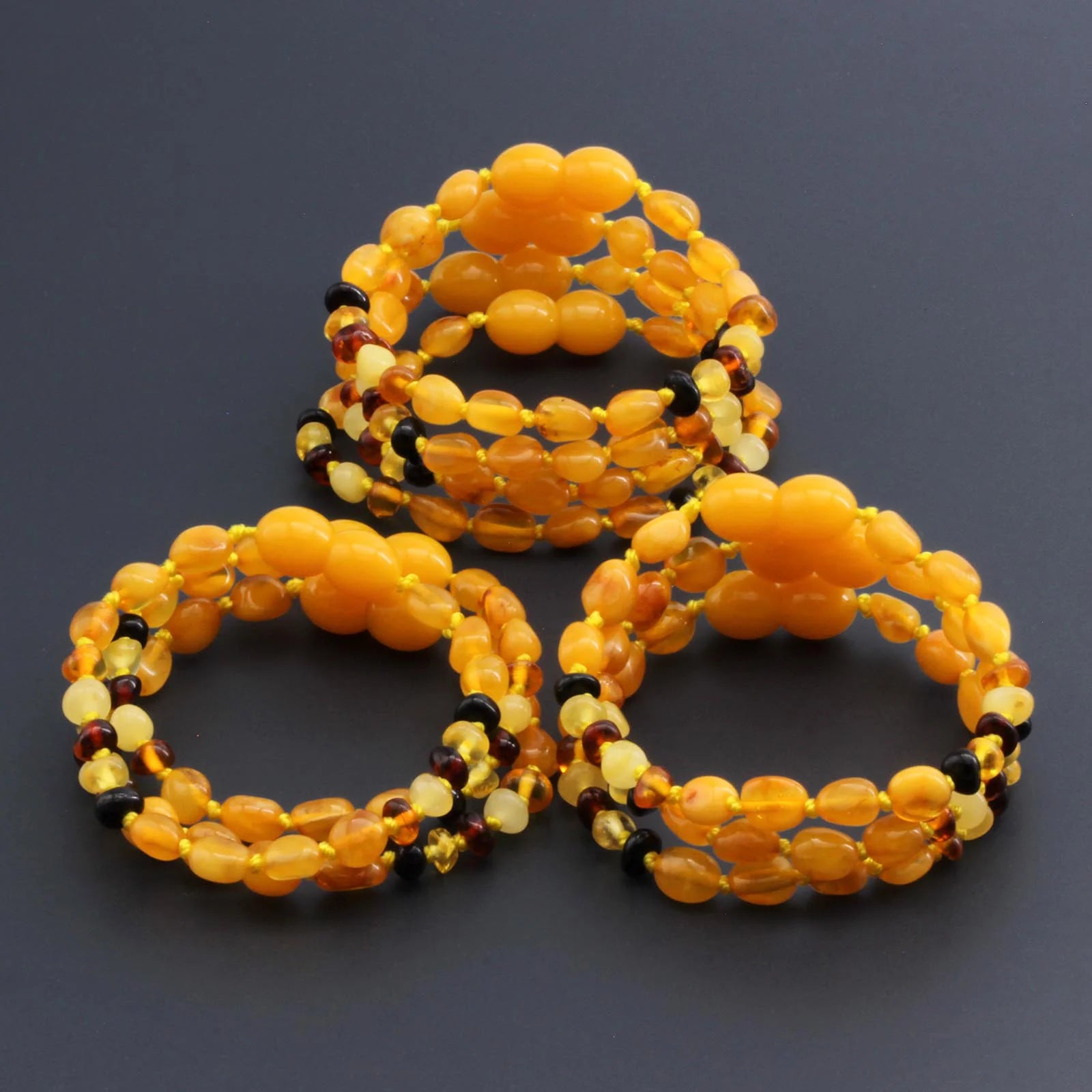 BALTIC AMBER BABY TEETHING BRACELETS LOT OF 10pcs - OLIVE. LE396