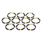 Baltic Amber Baby Teething Bracelet Baroque Black Rough Finish - Wholesale Lot of 10pcs - 14cm / 5.5in - BE189
