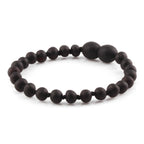 Baltic Amber Baby Teething Bracelet Baroque Black Matte Finish - Wholesale Lot of 10pcs - 14cm / 5.5in - XB54BM