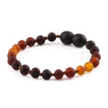 Baltic Amber Baby Teething Bracelet Baroque Rainbow Matte Finish - Wholesale Lot of 10pcs - 14cm / 5.5in - XB55RB2M